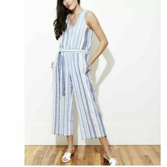 cloth & stone Pants - Cloth & Stone Striped Cropped Jumpsuit